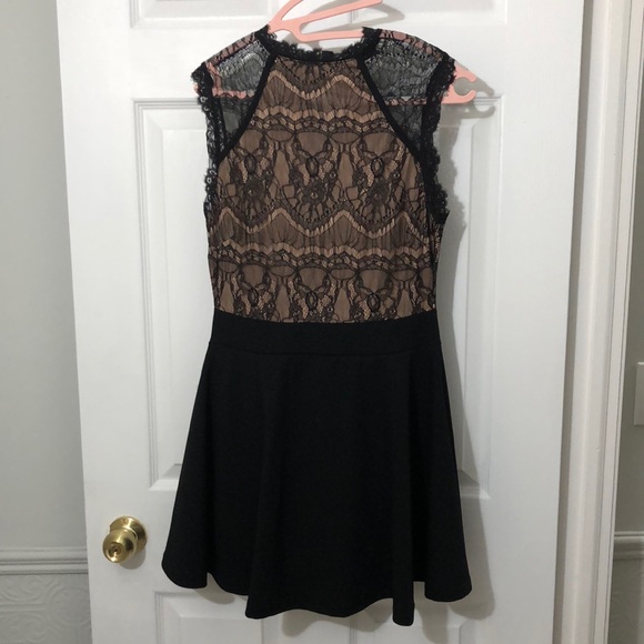 (M) Revamped Black Lace Mini Dress with Skort - Picture 1 of 16
